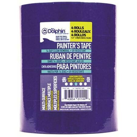 HARDWARE EXPRESS Blue Dolphin Painter'S Tape 1-1/2 In. Blue 1.41 In. X 60 Yd., 4Pk 1030863